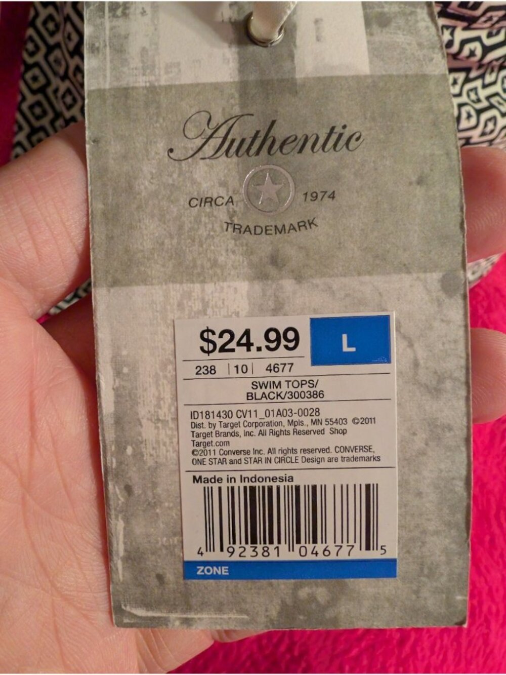 Converse One Star Tankini Swim Top L Large Black White Geometric Star Print NWT - Picture 7 of 11